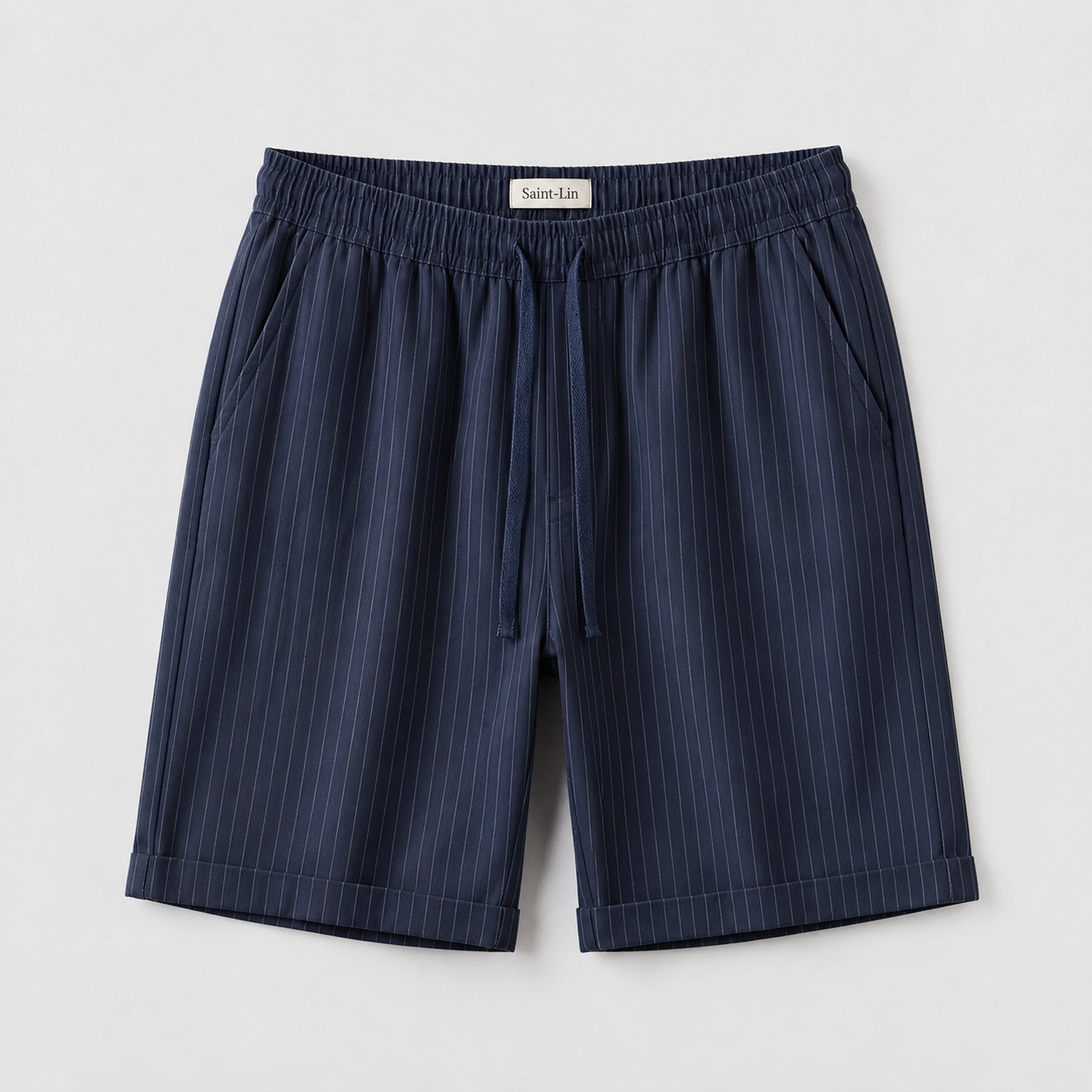 Azure Lyocell Striped Shorts