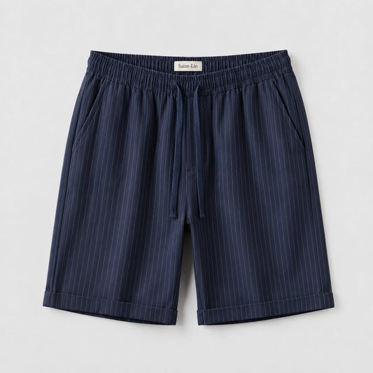 Azure Lyocell Striped Shorts