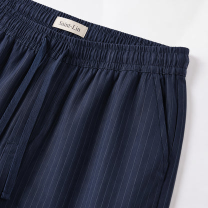 Azure Lyocell Striped Shorts