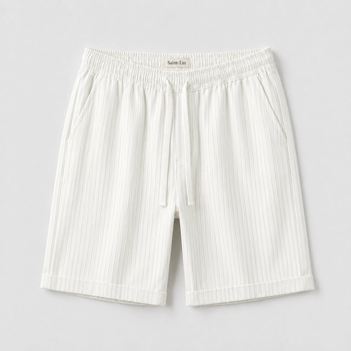 Ivory Lyocell Striped Shorts