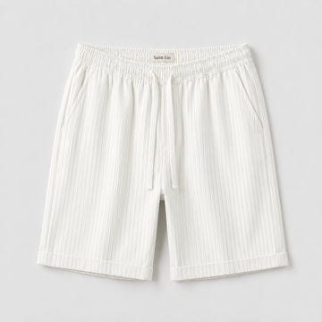 Ivory Lyocell Striped Shorts