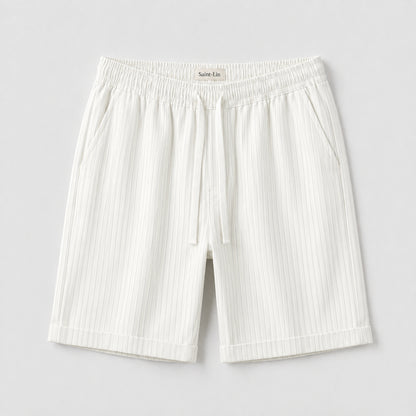 Ivory Lyocell Striped Shorts