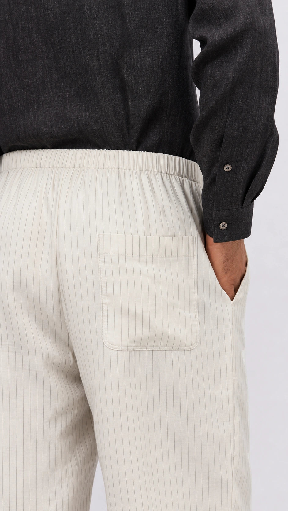 Ivory Lyocell Striped Shorts