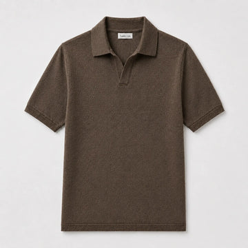 Camel Merino Knit Polo