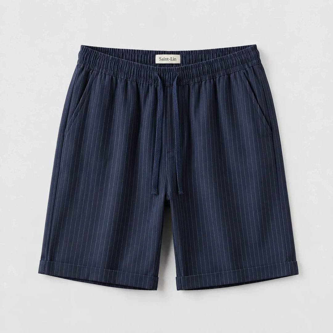 Azure Lyocell Striped Shorts