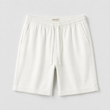 Ivory Lyocell Striped Shorts