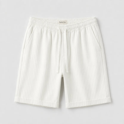 Ivory Lyocell Striped Shorts
