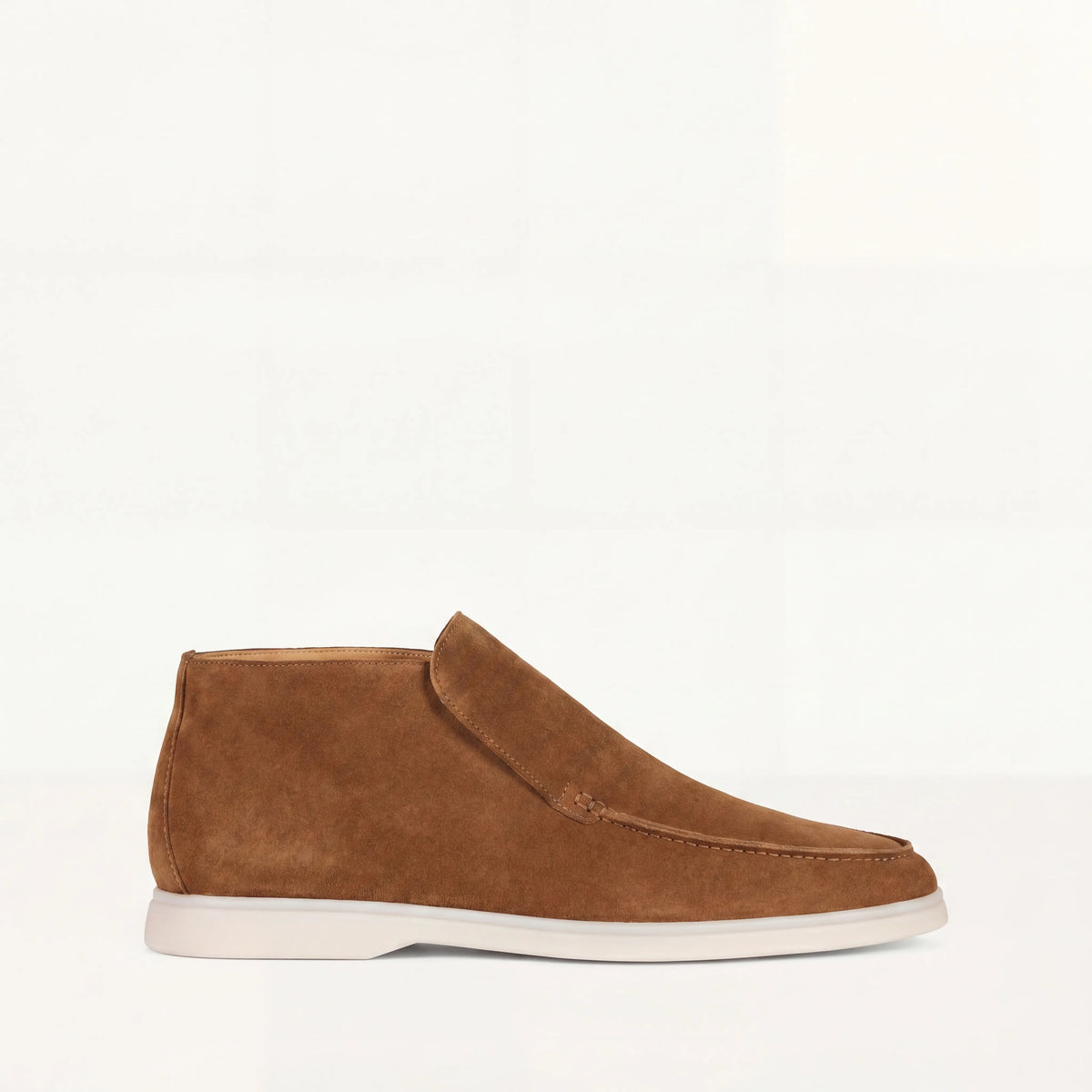 Camel Suede High Loafers