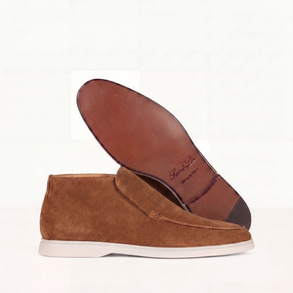 Camel Suede High Loafers