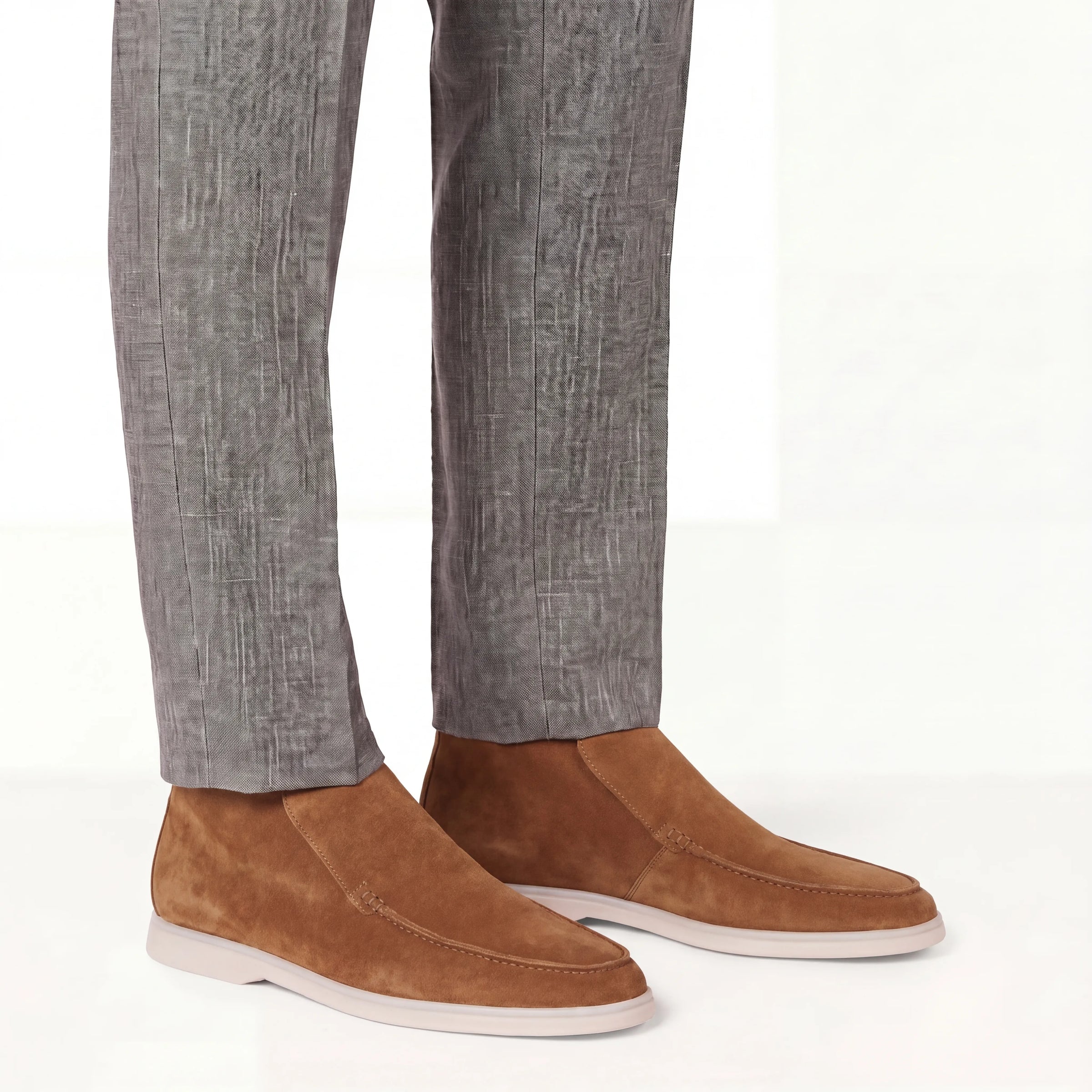 Camel Suede High Loafers