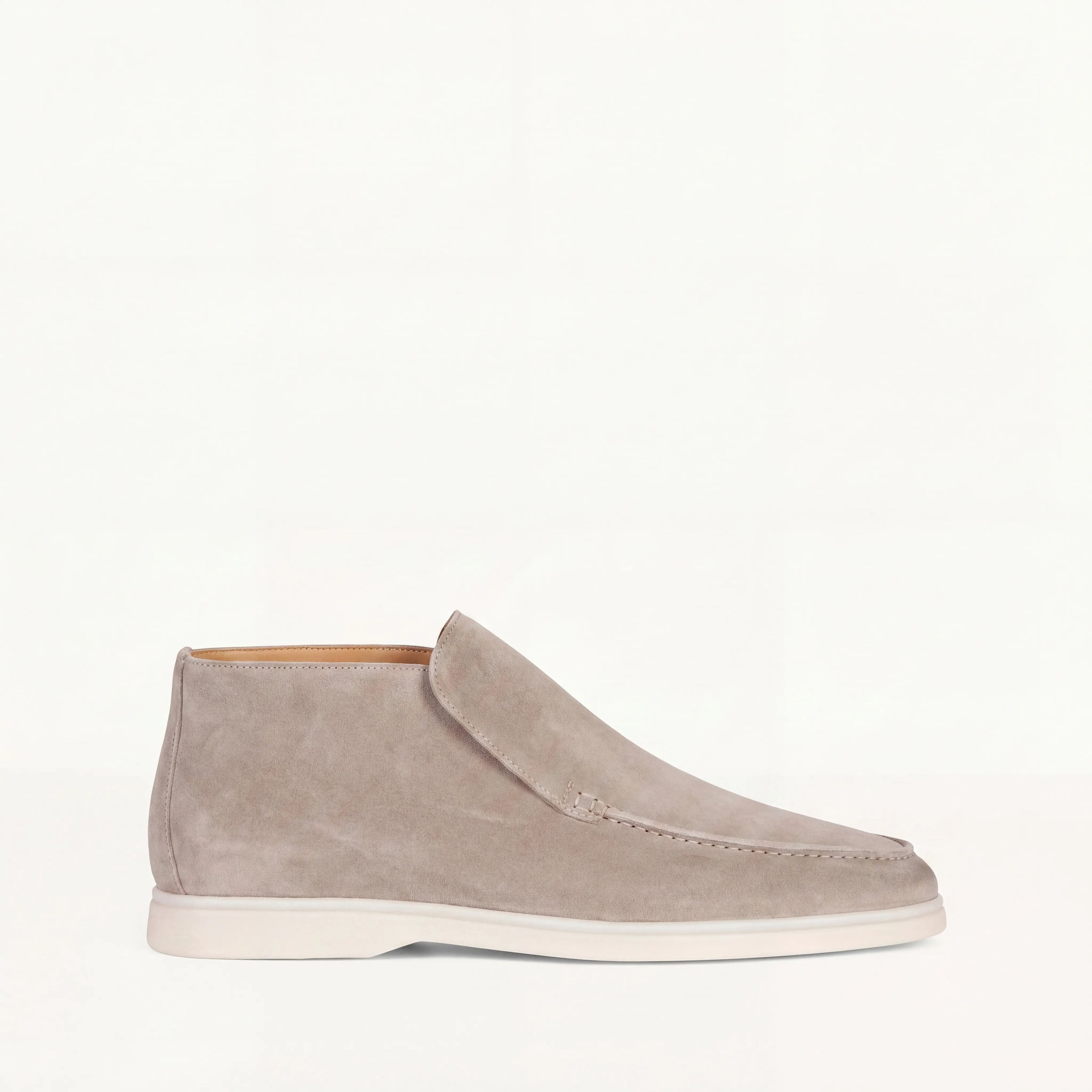 Stone Suede High Loafers