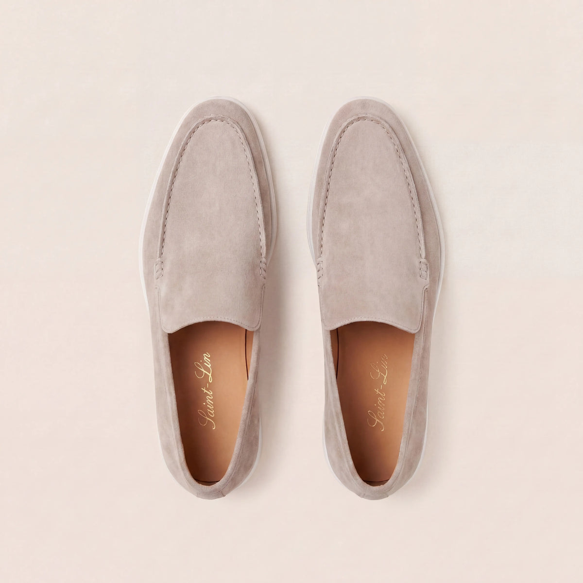 Stone Suede High Loafers