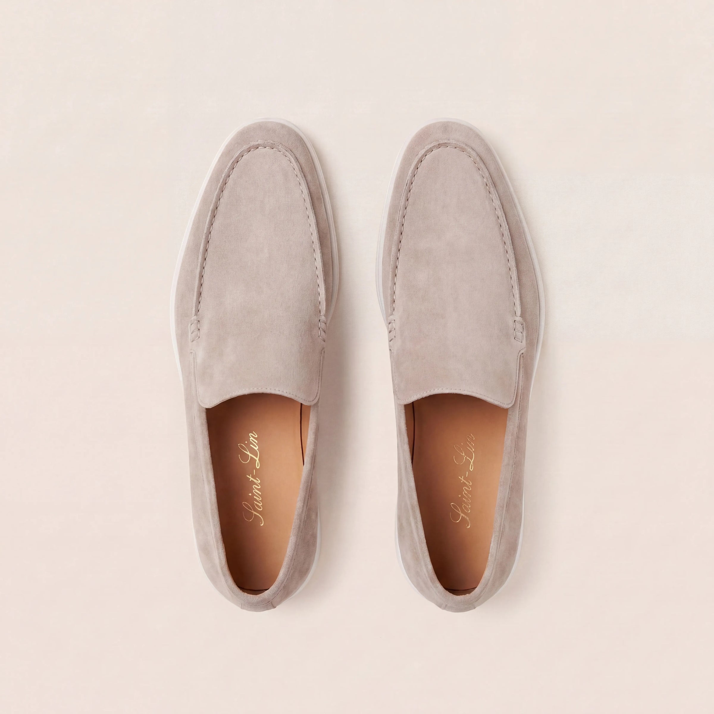 Stone Suede High Loafers