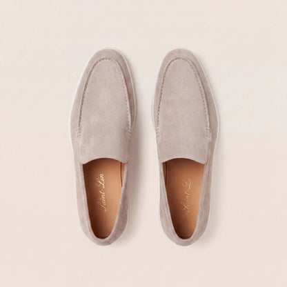 Stone Suede High Loafers