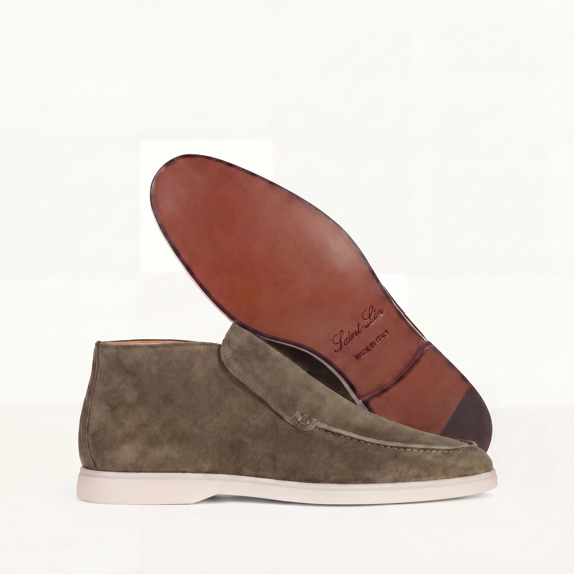 Olive Suede High Loafers
