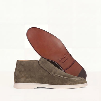 Olive Suede High Loafers