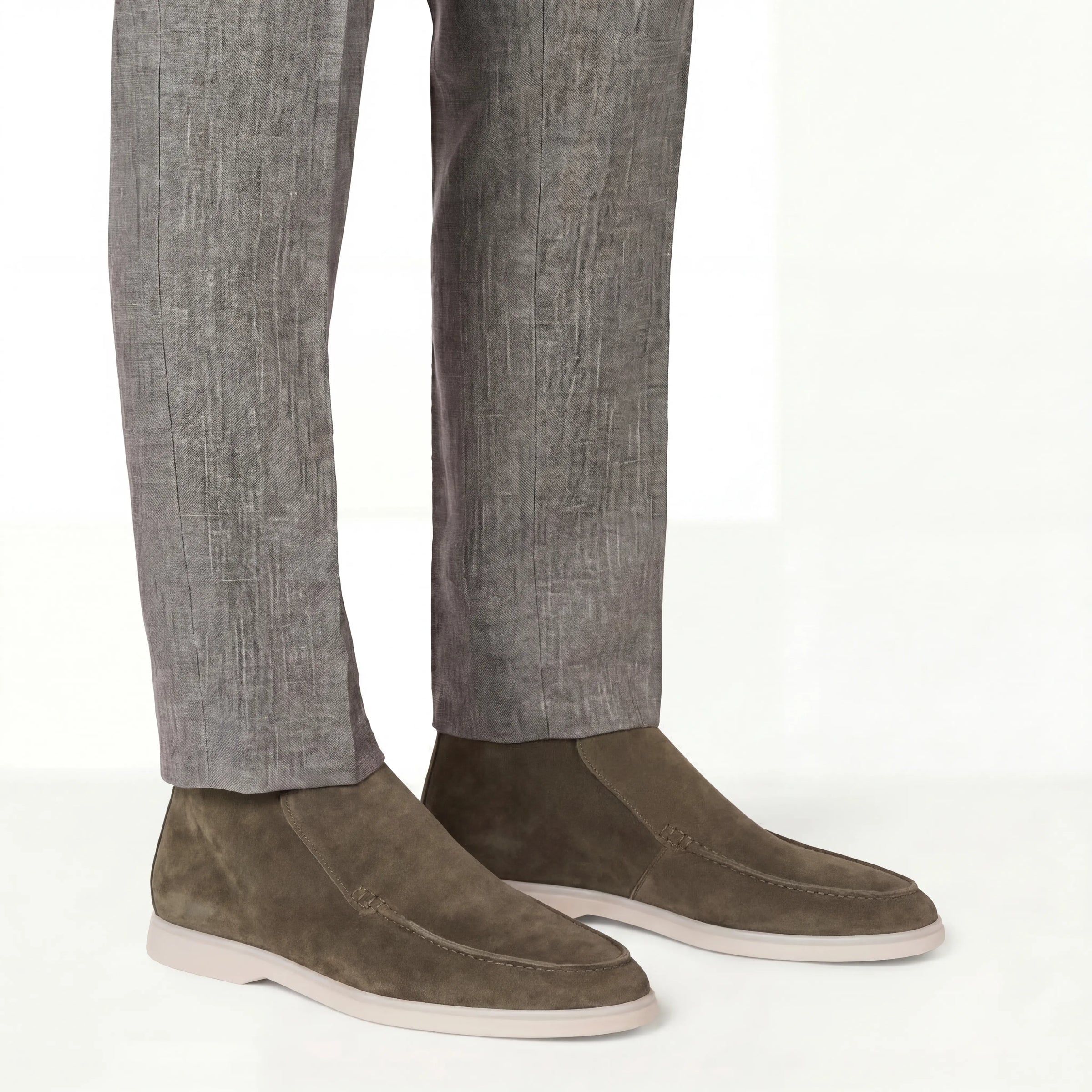 Olive Suede High Loafers