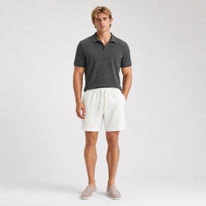 Ivory Lyocell Striped Shorts