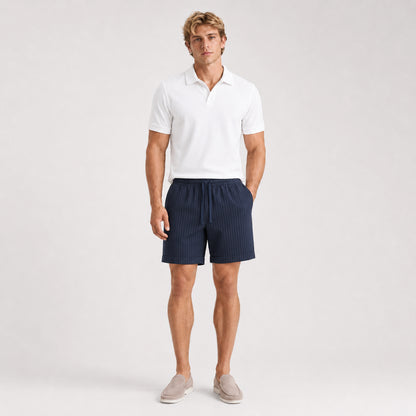 Azure Lyocell Striped Shorts