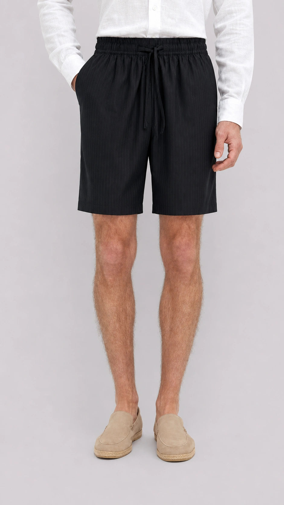 Onyx Lyocell Striped Shorts