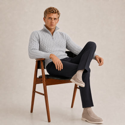 Stone Merino Half-Zip Sweater