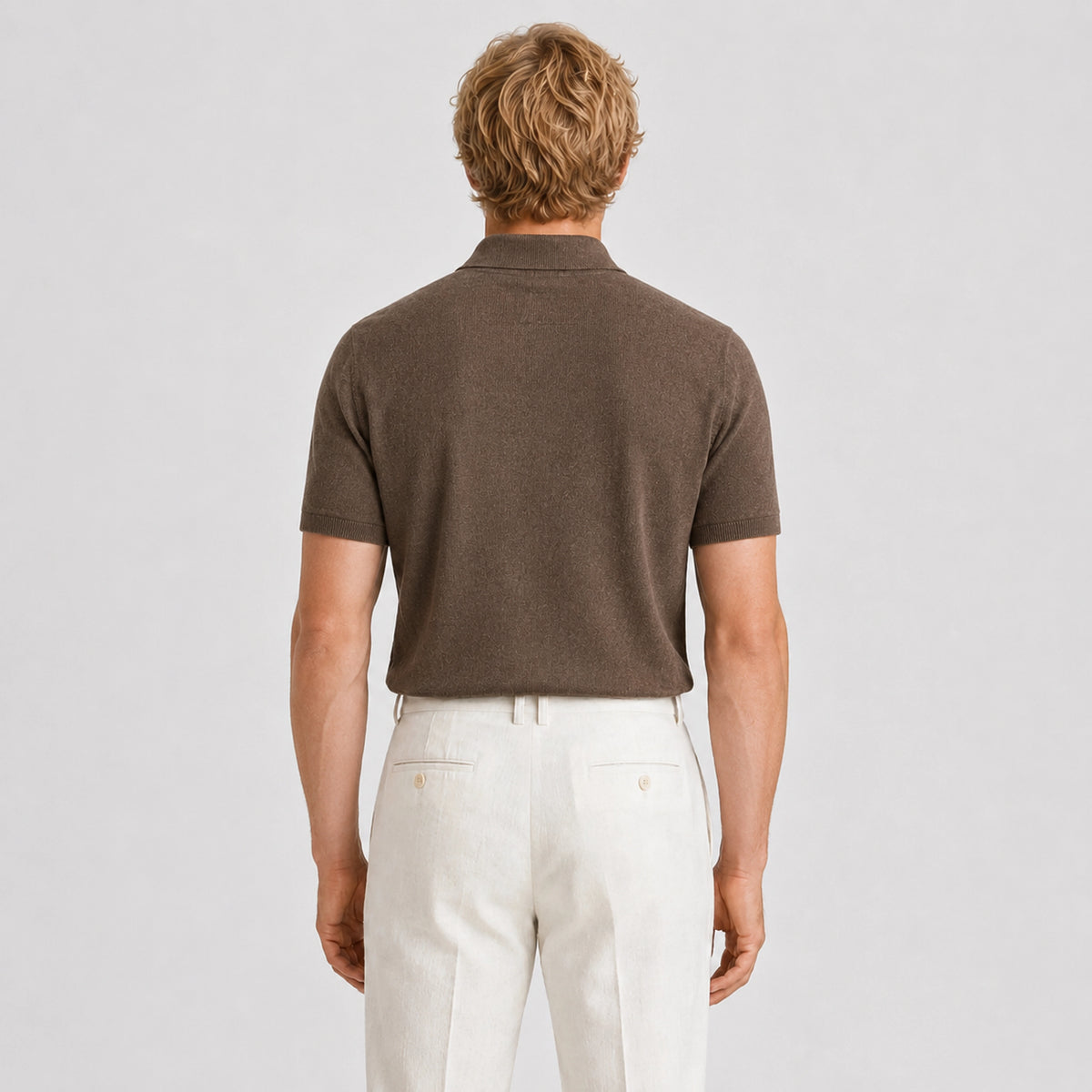 Camel Merino Knit Polo