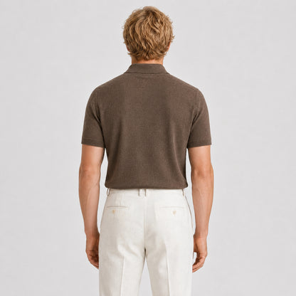 Camel Merino Knit Polo