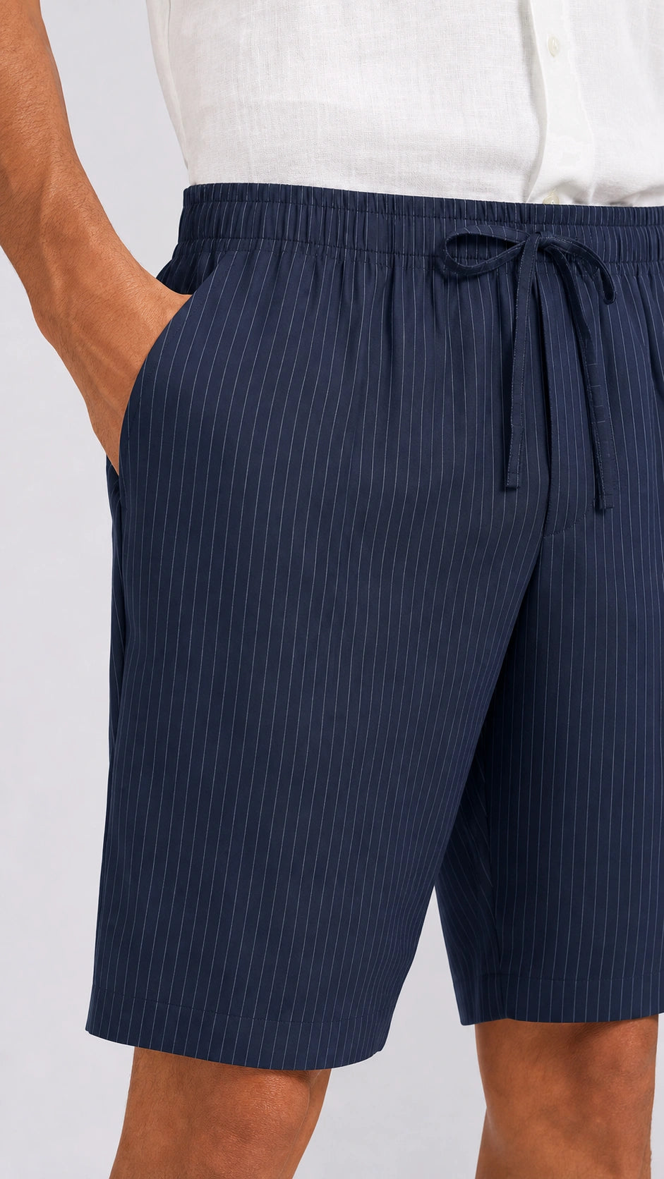 Azure Lyocell Striped Shorts