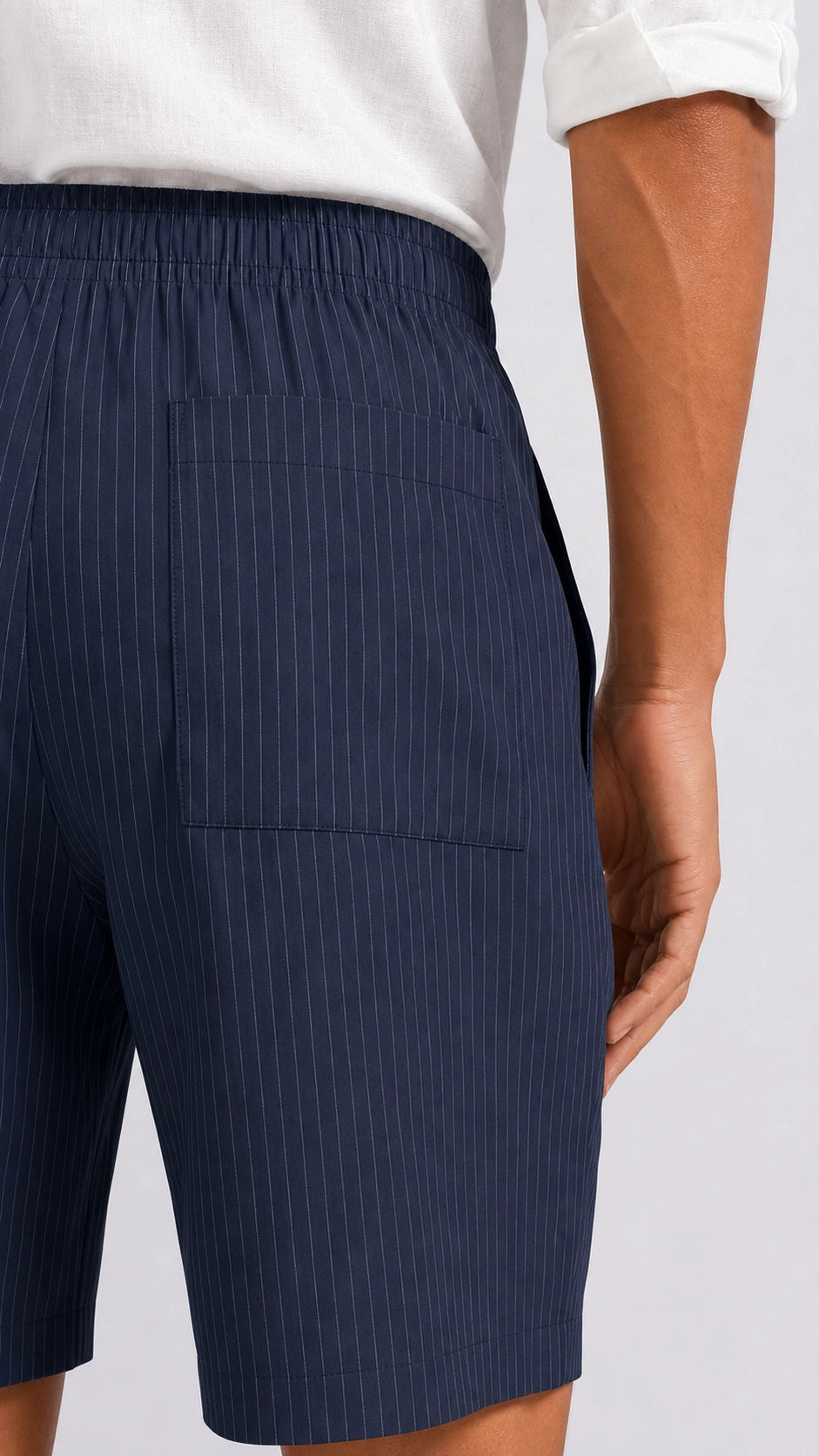 Azure Lyocell Striped Shorts
