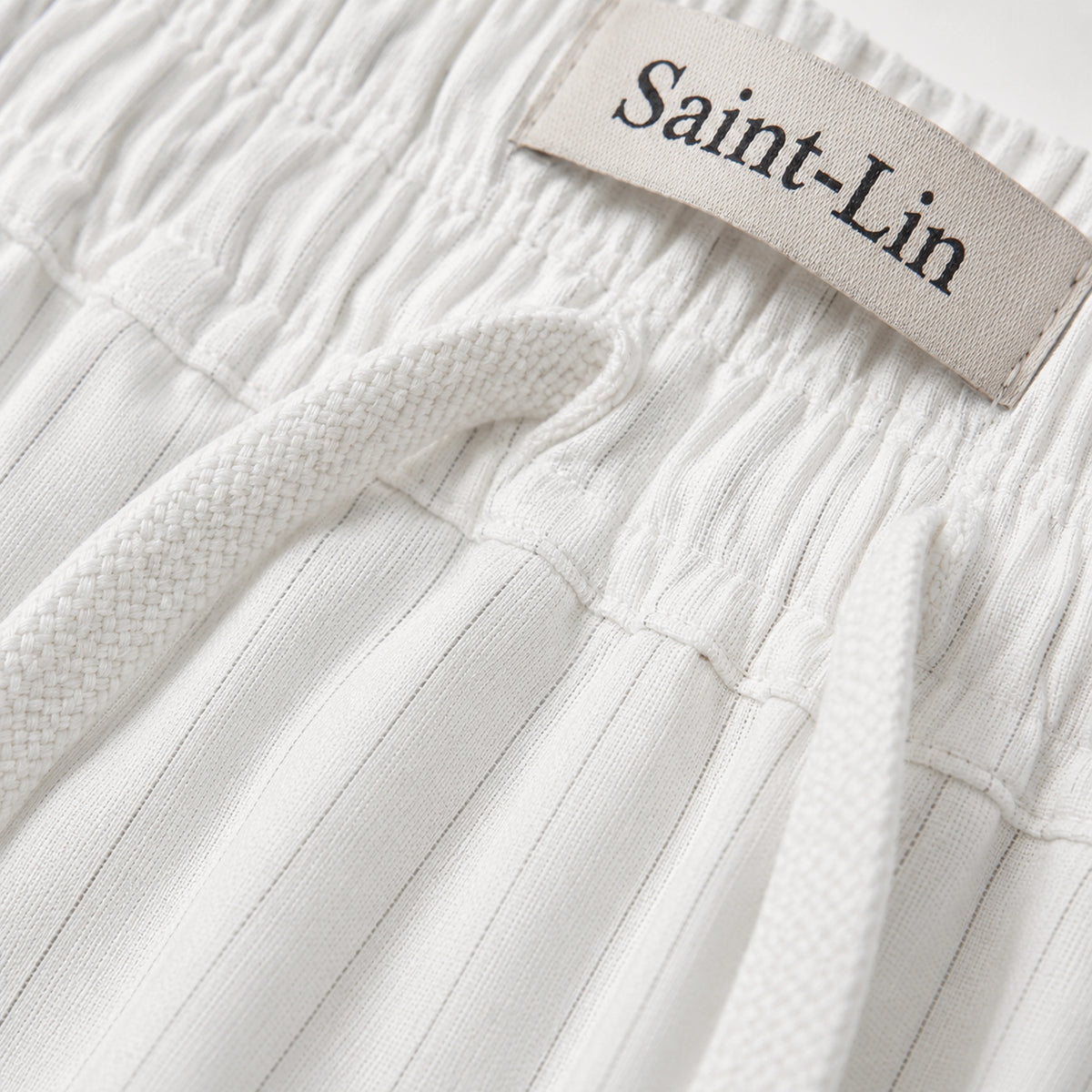 Ivory Lyocell Striped Shorts