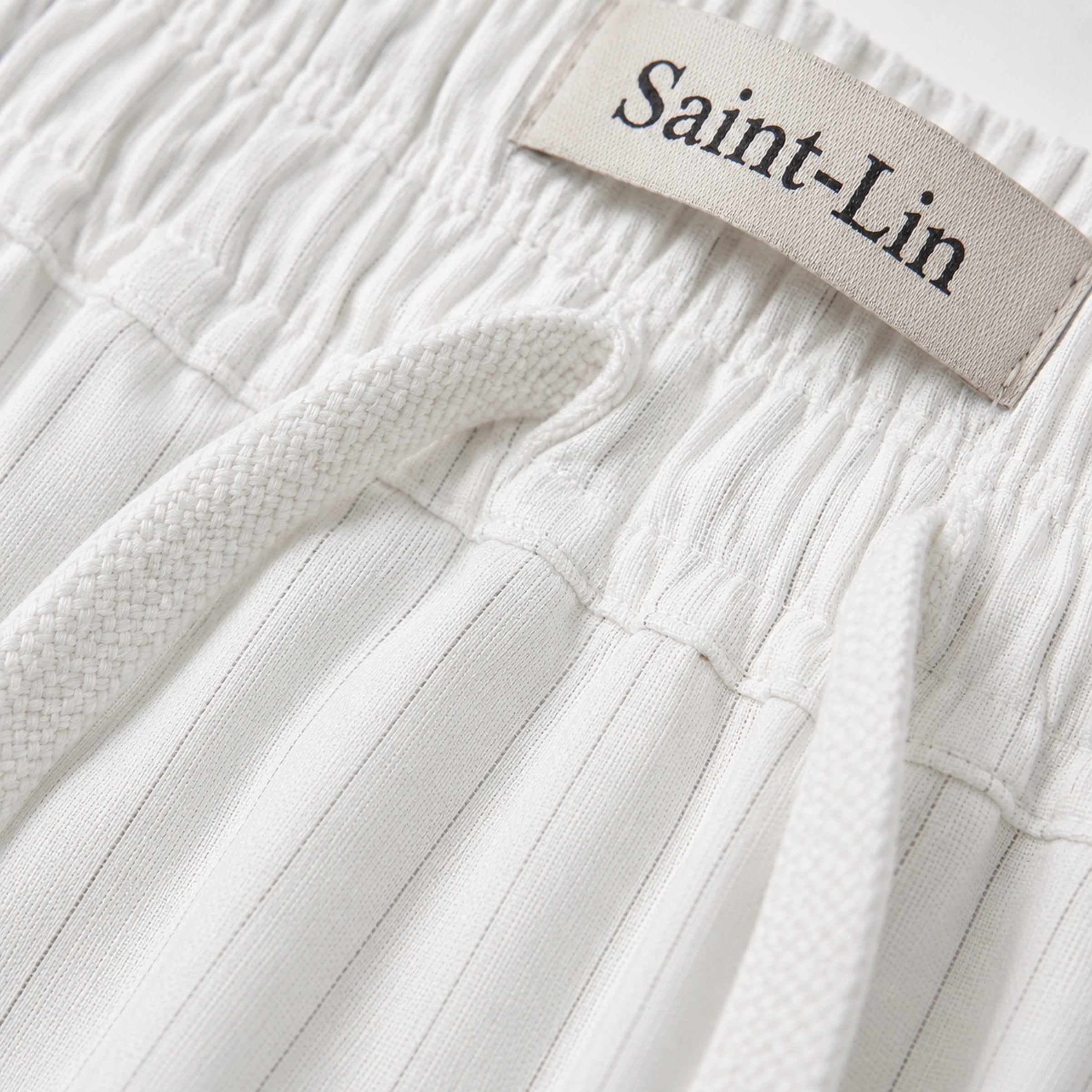Ivory Lyocell Striped Shorts