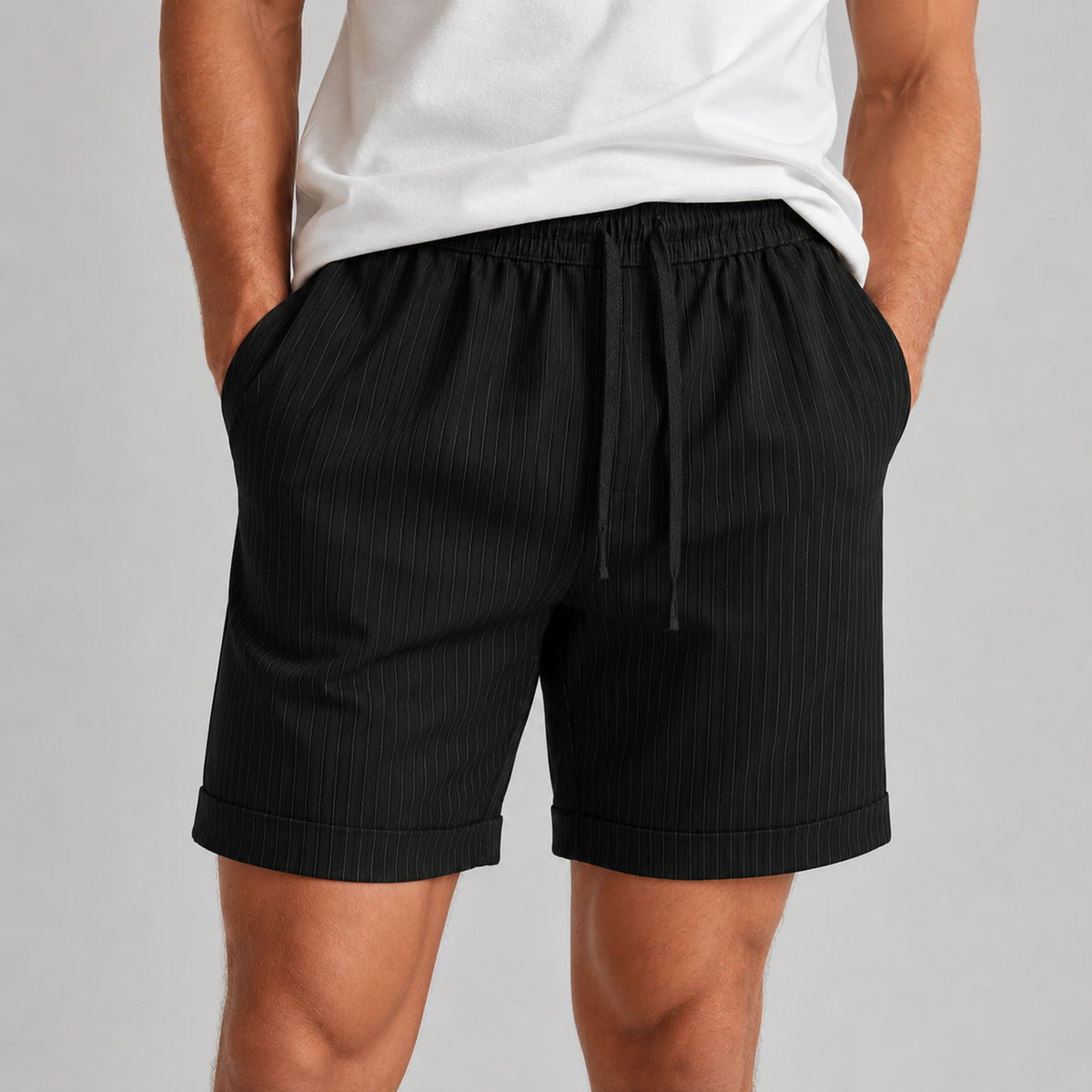 Onyx Lyocell Striped Shorts