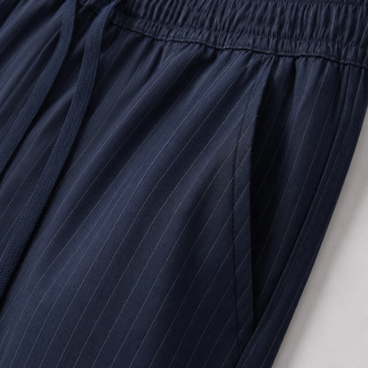 Azure Lyocell Striped Shorts