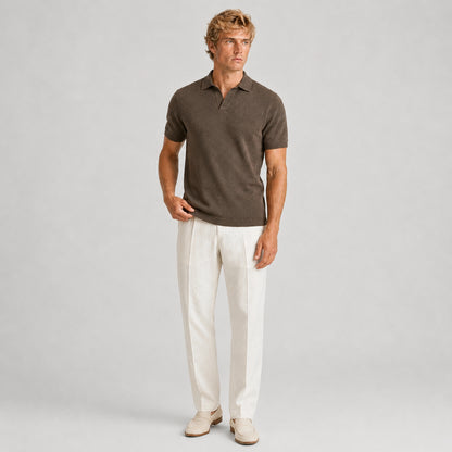Camel Merino Knit Polo