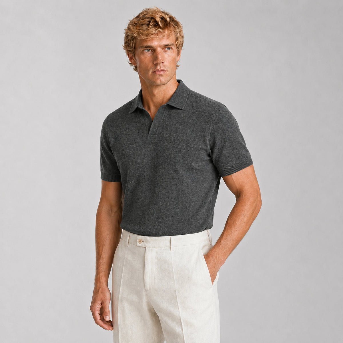 Stone Merino Knit Polo