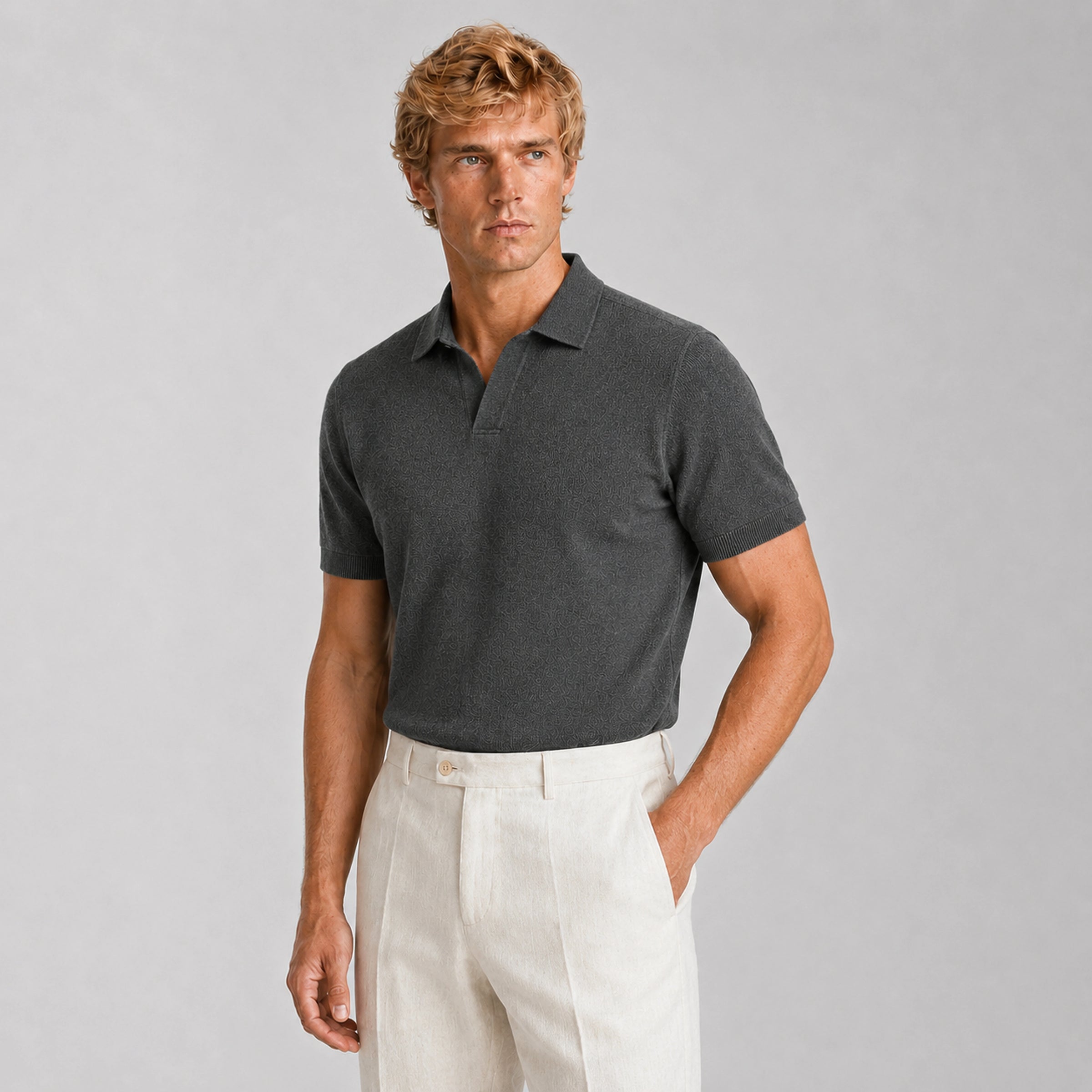 Stone Merino Knit Polo