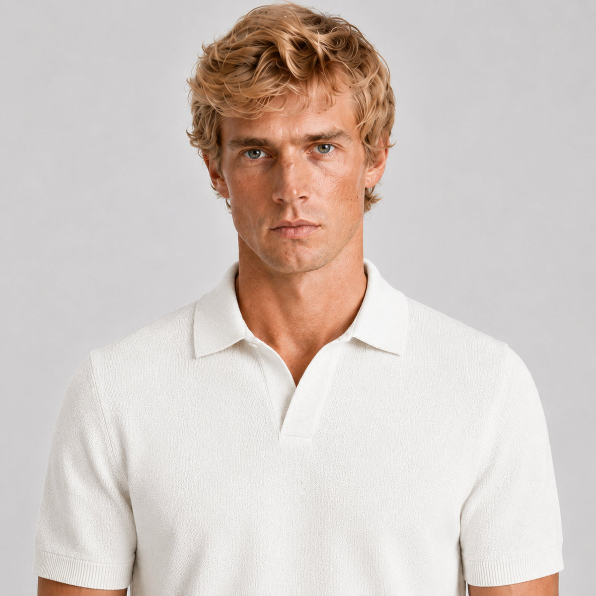 Ivory Merino Knit Polo