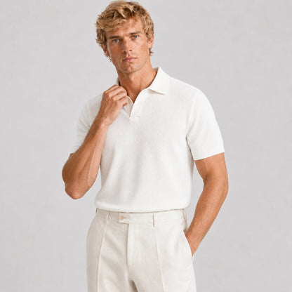 Ivory Merino Knit Polo
