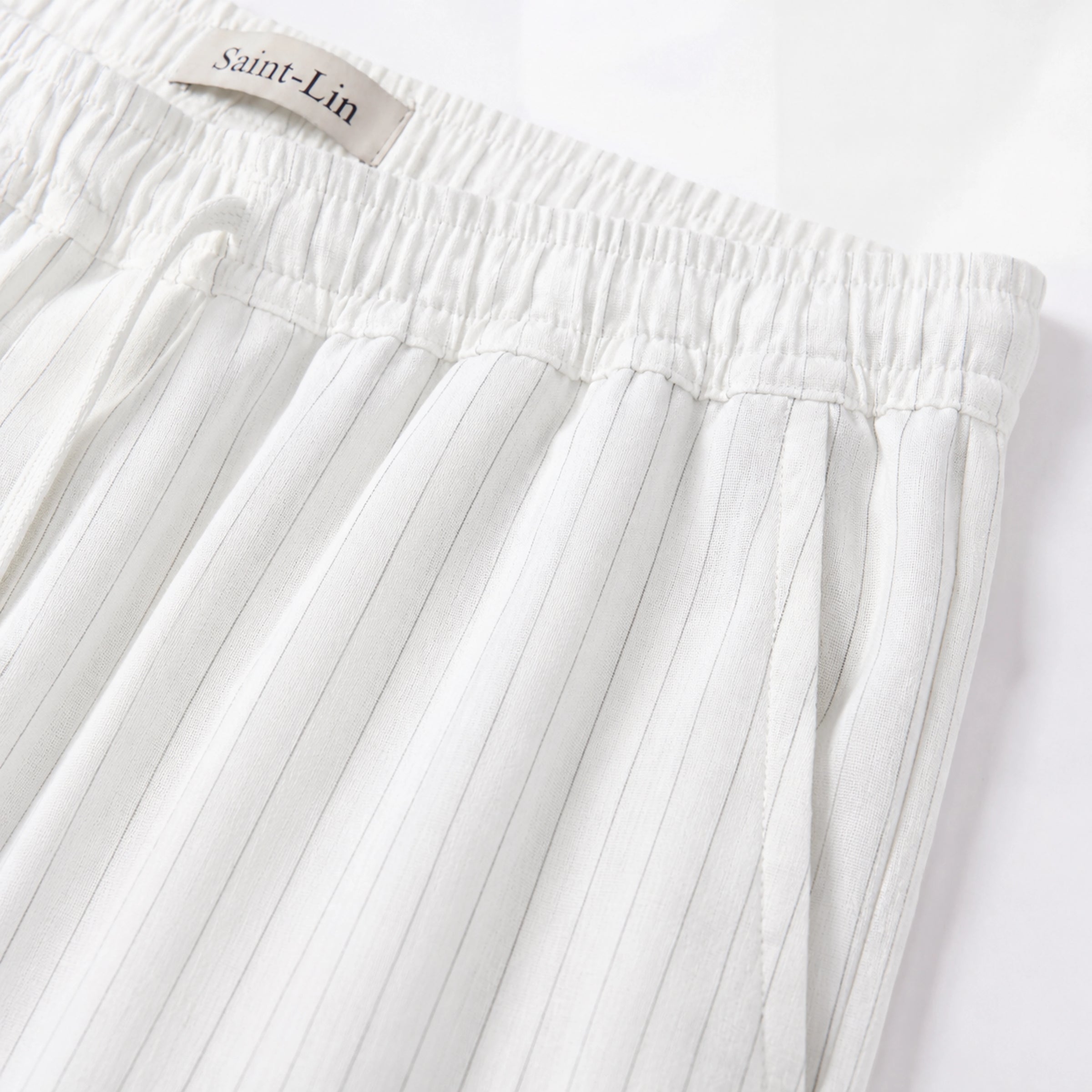 Ivory Lyocell Striped Shorts