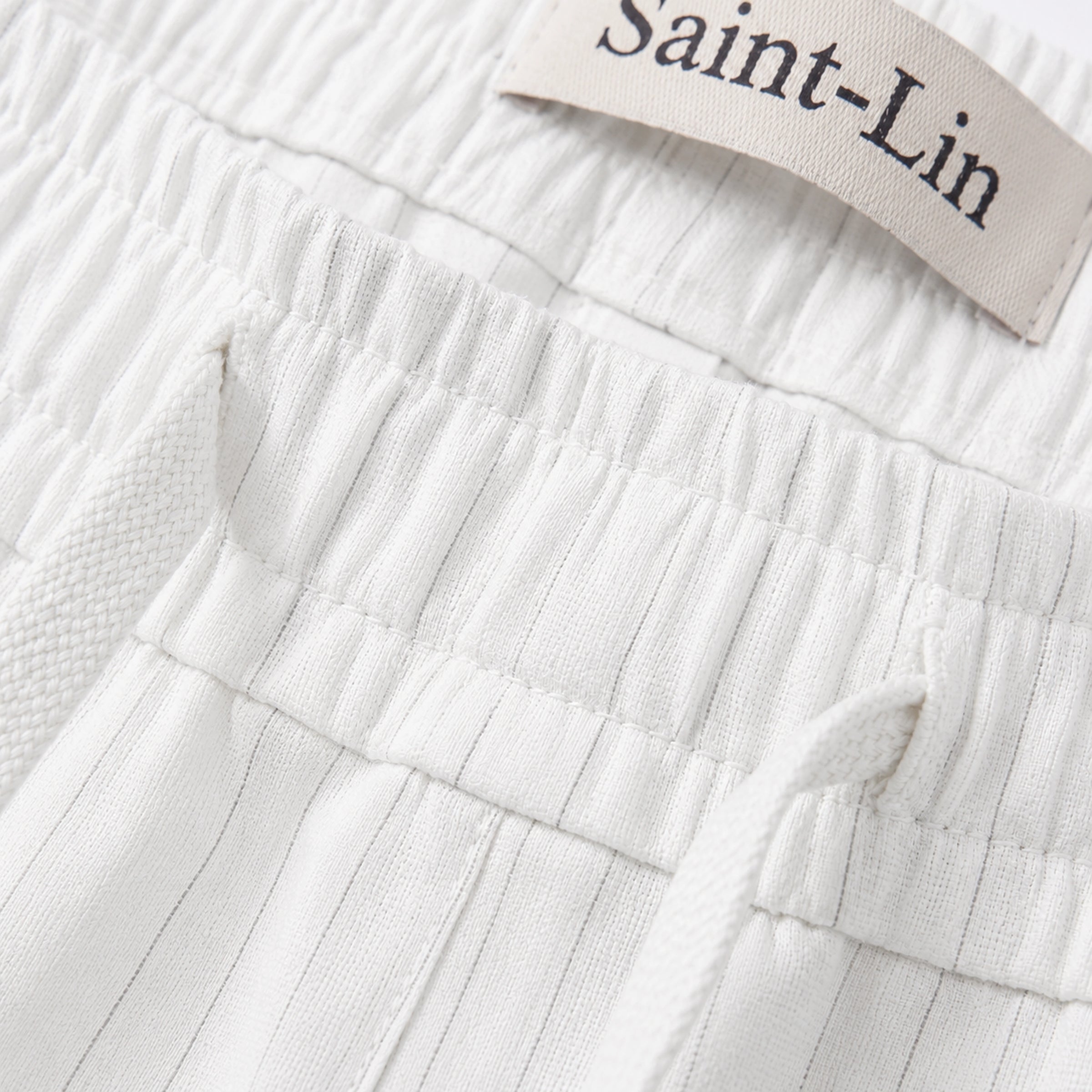Ivory Lyocell Striped Shorts