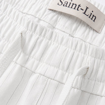 Ivory Lyocell Striped Shorts