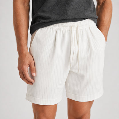 Ivory Lyocell Striped Shorts