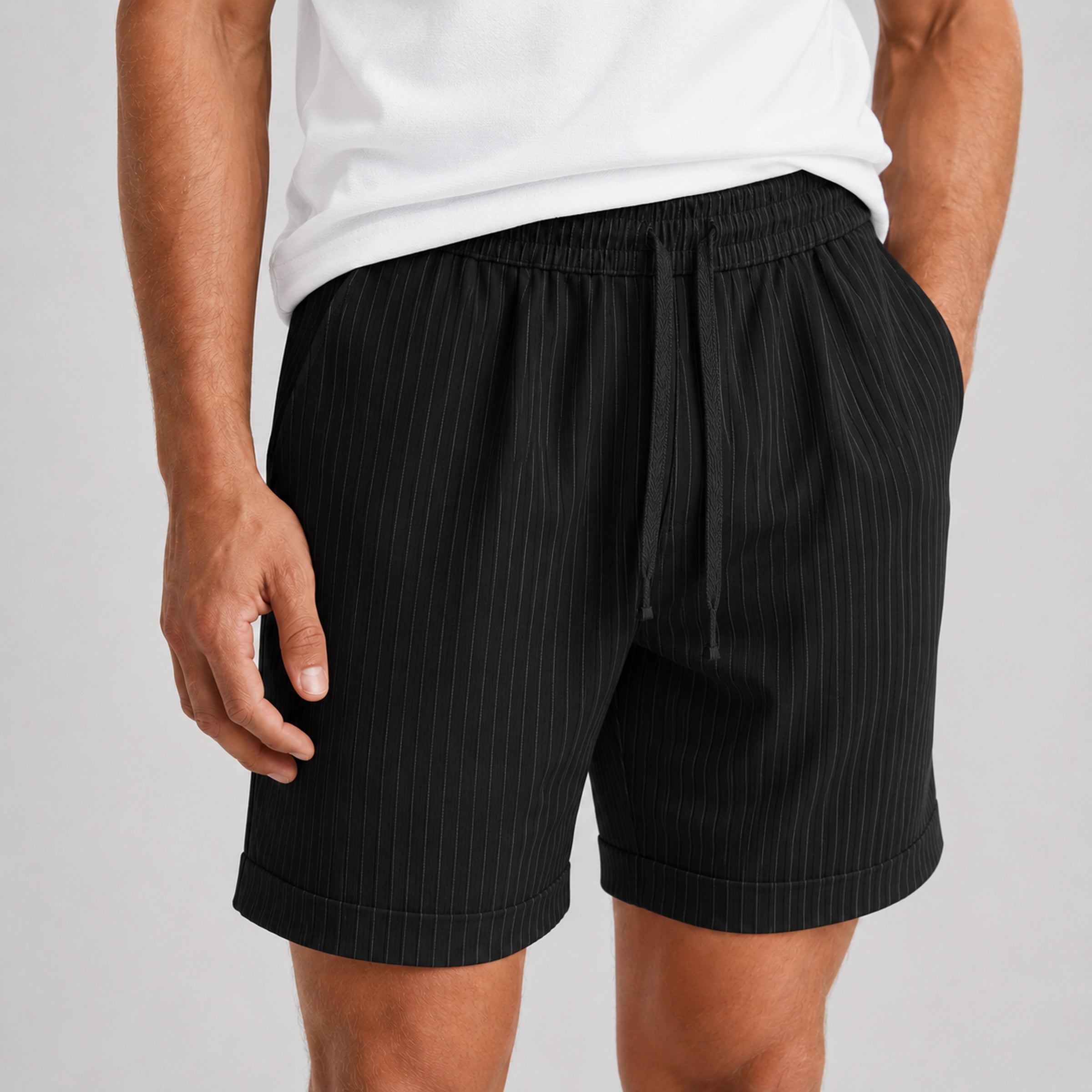 Onyx Lyocell Striped Shorts